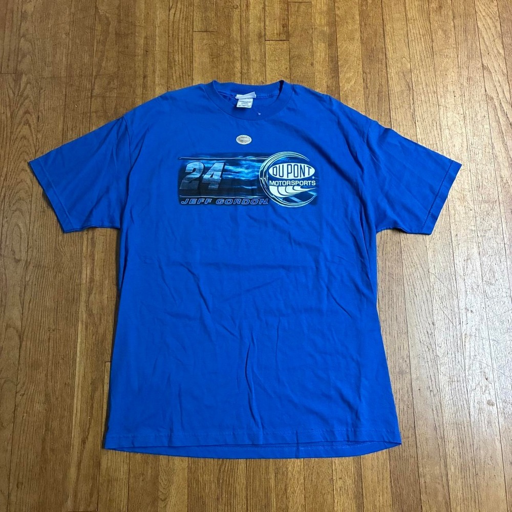 Vintage Jeff Gordon 24 DuPont Chase Authentics NASCAR T-Shirt XL Blue Y2K 2000s